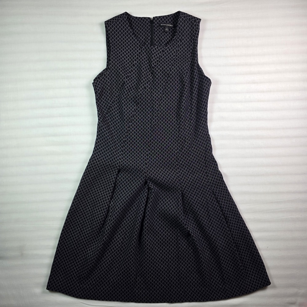 Banana Republic Geometric Pleated Fit & Flare Dress, Size 8, Rayon/Polyester